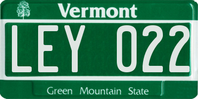 VT license plate LEY022