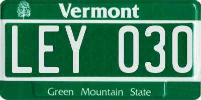 VT license plate LEY030