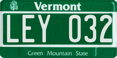 VT license plate LEY032