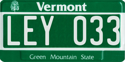 VT license plate LEY033