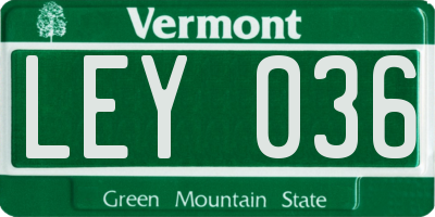 VT license plate LEY036