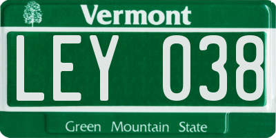 VT license plate LEY038