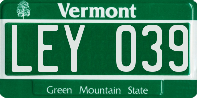 VT license plate LEY039