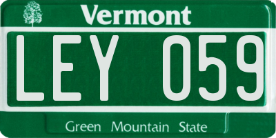 VT license plate LEY059