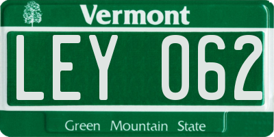 VT license plate LEY062