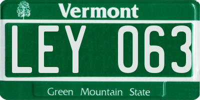 VT license plate LEY063
