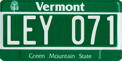 VT license plate LEY071