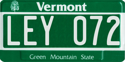 VT license plate LEY072