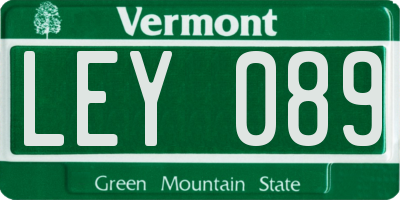 VT license plate LEY089