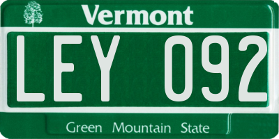 VT license plate LEY092