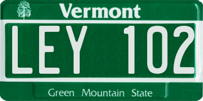VT license plate LEY102