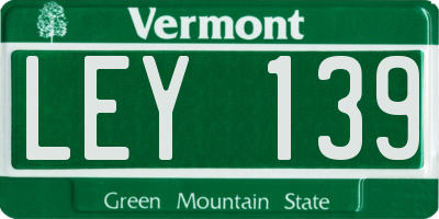 VT license plate LEY139