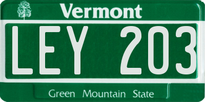 VT license plate LEY203