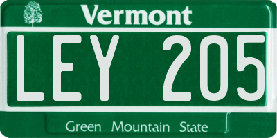 VT license plate LEY205