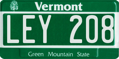 VT license plate LEY208