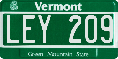 VT license plate LEY209