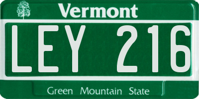 VT license plate LEY216