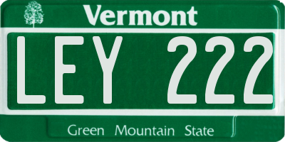 VT license plate LEY222