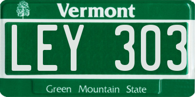 VT license plate LEY303