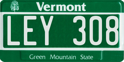 VT license plate LEY308