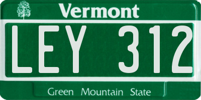 VT license plate LEY312