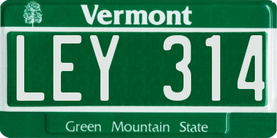VT license plate LEY314