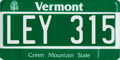VT license plate LEY315