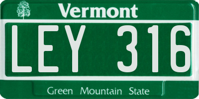 VT license plate LEY316