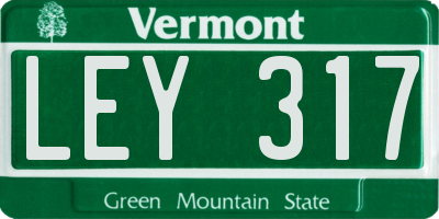 VT license plate LEY317
