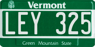 VT license plate LEY325