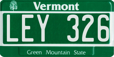 VT license plate LEY326