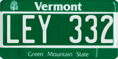 VT license plate LEY332