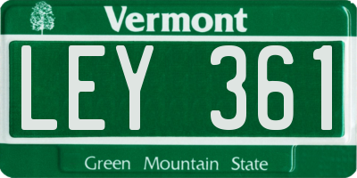 VT license plate LEY361