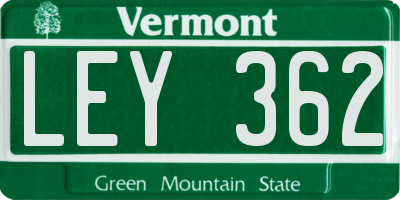 VT license plate LEY362