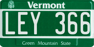 VT license plate LEY366