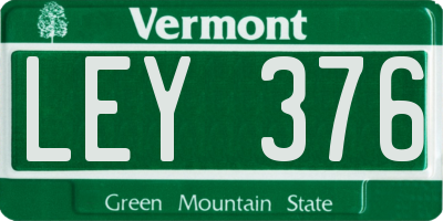 VT license plate LEY376