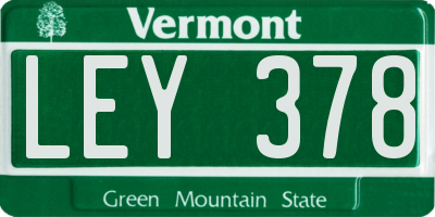 VT license plate LEY378