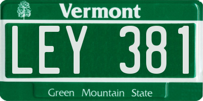 VT license plate LEY381