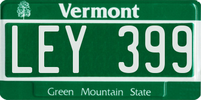 VT license plate LEY399