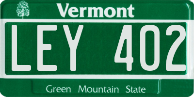 VT license plate LEY402