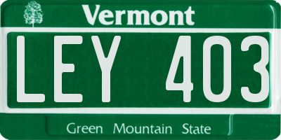 VT license plate LEY403