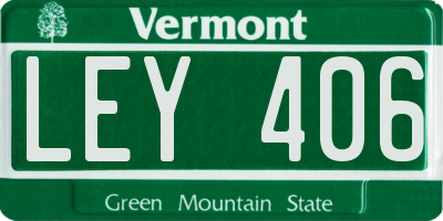 VT license plate LEY406
