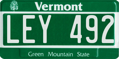 VT license plate LEY492