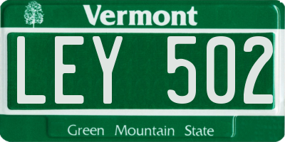 VT license plate LEY502
