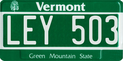 VT license plate LEY503