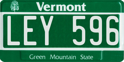 VT license plate LEY596