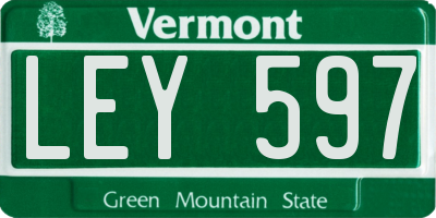 VT license plate LEY597
