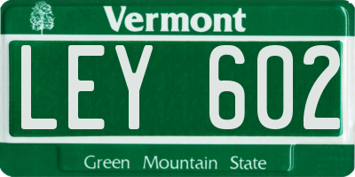 VT license plate LEY602