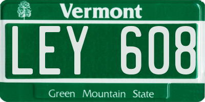 VT license plate LEY608