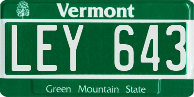 VT license plate LEY643